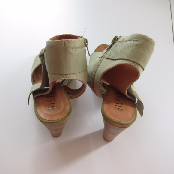 Hispanitas Green Leather suede heels beautiful cone heel wedding date shoes - Picture 5 of 10